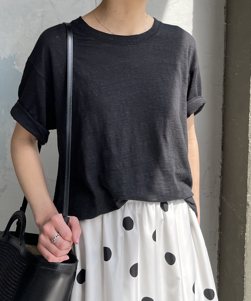 新品♥spick & span スピック リネン天竺テンジクTシャツ ブラック 新品♥spick & span スピック リネン天竺テンジクTシャツ