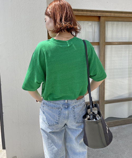 Spick & Span(スピックアンドスパン)の「リネン天竺Tシャツ(Tシャツ/カットソー・レディース・ホワイト/ブラック/グリーン・FREE)」の8枚目の写真