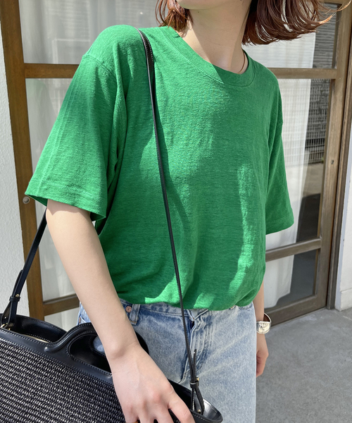 新品♥spick & span スピック リネン天竺テンジクTシャツ ブラック Spick & Span（スピックアンドスパン）の「リネン天竺Tシャツ（T