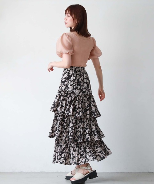 archives（アルシーヴ）の「花柄アシメプリーツティアードスカート（スカート・レディース・ブラック/アイボリー/ブルー・MEDIUM）」の14枚目の写真