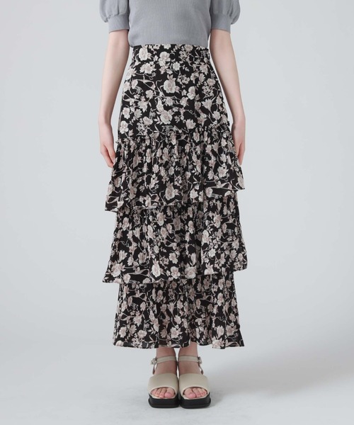 archives（アルシーヴ）の「花柄アシメプリーツティアードスカート（スカート・レディース・ブラック/アイボリー/ブルー・MEDIUM）」の15枚目の写真