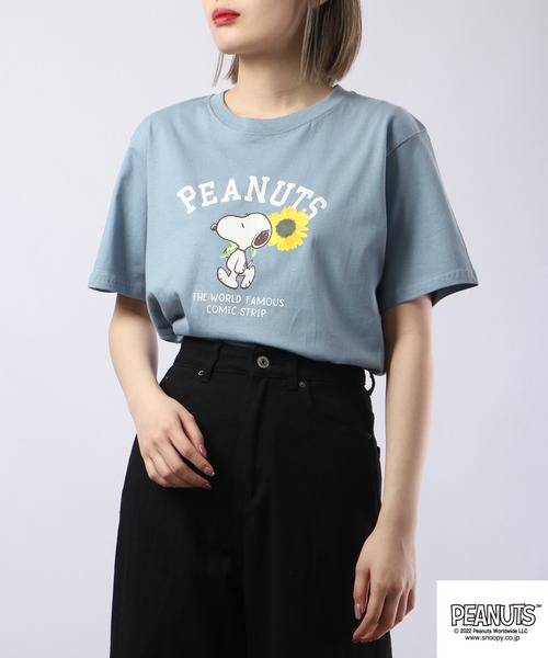 PEANUTS（ピーナッツ）の「PEANUTS スヌーピー フォト Tシャツ 半袖（Tシャツ/カットソー・レディース・オフホワイト/ネイビー/ブルーグレー/チャコール/レモンイエロー/ピンク・L/S/M）」の3枚目の写真