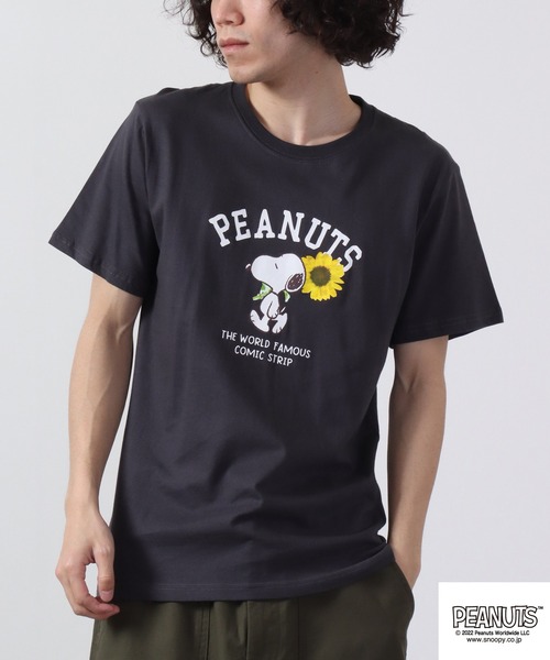 PEANUTS（ピーナッツ）の「PEANUTS スヌーピー フォト Tシャツ 半袖（Tシャツ/カットソー・レディース・オフホワイト/ネイビー/ブルーグレー/チャコール/レモンイエロー/ピンク・L/S/M）」の20枚目の写真