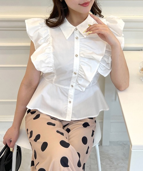 ROYAL PARTY（ロイヤルパーティー）の「ステラブラウス（シャツ/ブラウス・レディース・オフホワイト/ネイビー/ドット/ピンク・FREE）」の17枚目の写真