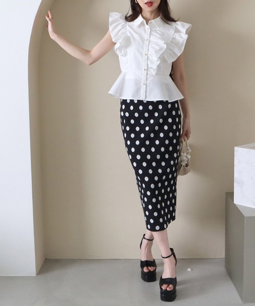 ROYAL PARTY（ロイヤルパーティー）の「ステラブラウス（シャツ/ブラウス・レディース・オフホワイト/ネイビー/ドット/ピンク・FREE）」の8枚目の写真