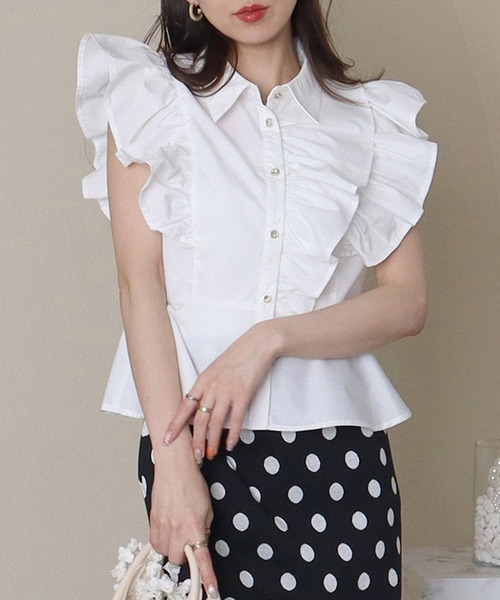 ROYAL PARTY（ロイヤルパーティー）の「ステラブラウス（シャツ/ブラウス・レディース・オフホワイト/ネイビー/ドット/ピンク・FREE）」の10枚目の写真