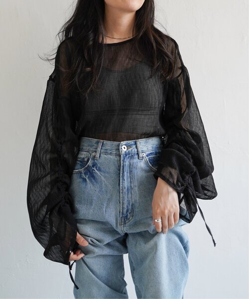 VENCEEXCHANGE（ヴァンスエクスチェンジ）の「シアープリーツ袖ドロストトップス（シャツ/ブラウス・レディース・オフホワイト/ブラック/グリーン/パープル・FREE）」の21枚目の写真