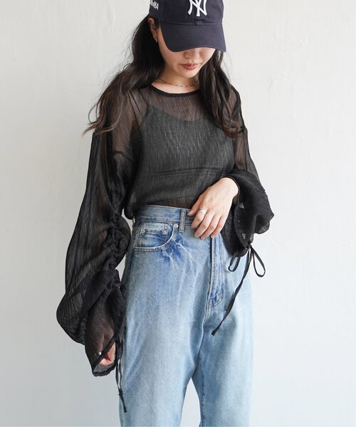 VENCEEXCHANGE（ヴァンスエクスチェンジ）の「シアープリーツ袖ドロストトップス（シャツ/ブラウス・レディース・オフホワイト/ブラック/グリーン/パープル・FREE）」の22枚目の写真