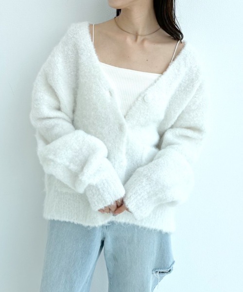 OLIVE des OLIVE（オリーブデオリーブ）の「ブークレ起毛ロングカーディガン　1032050040（カーディガン/ボレロ・レディース・オフホワイト/ピンク/ラベンダー/オートミール・FREE）」の20枚目の写真