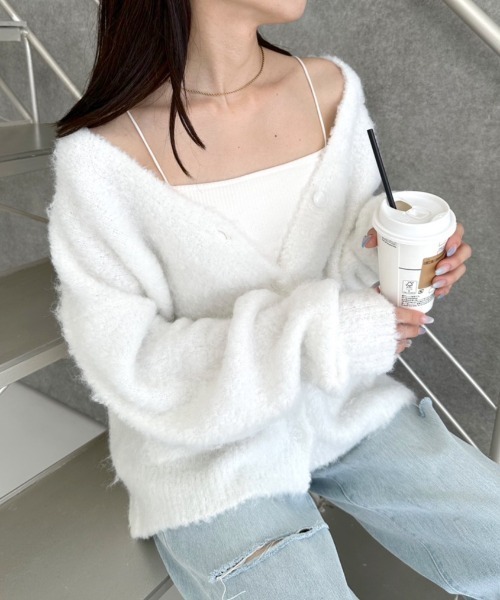 OLIVE des OLIVE（オリーブデオリーブ）の「ブークレ起毛ロングカーディガン　1032050040（カーディガン/ボレロ・レディース・オフホワイト/ピンク/ラベンダー/オートミール・FREE）」の15枚目の写真