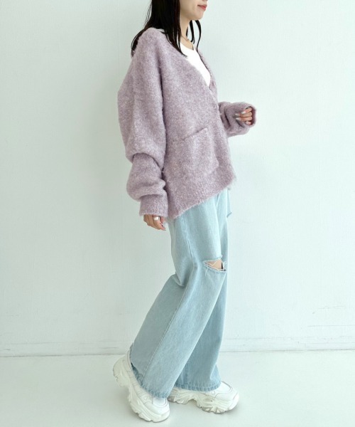 OLIVE des OLIVE（オリーブデオリーブ）の「ブークレ起毛ロングカーディガン　1032050040（カーディガン/ボレロ・レディース・オフホワイト/ピンク/ラベンダー/オートミール・FREE）」の12枚目の写真