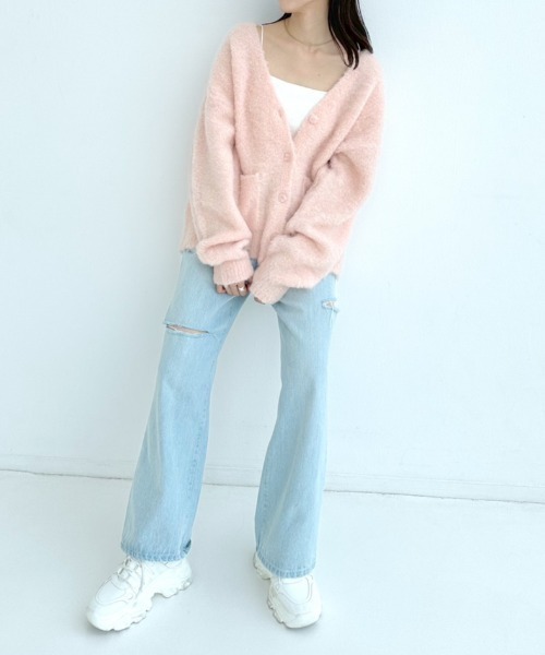 OLIVE des OLIVE（オリーブデオリーブ）の「ブークレ起毛ロングカーディガン　1032050040（カーディガン/ボレロ・レディース・オフホワイト/ピンク/ラベンダー/オートミール・FREE）」の14枚目の写真