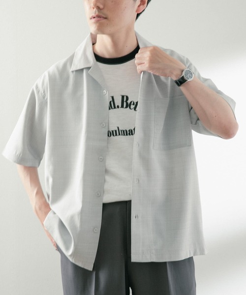 ITEMS URBANRESEARCH(アイテムズ アーバンリサーチ)の「ドライリップクレリックショートスリーブシャツ(シャツ/ブラウス・メンズ・グレー/ピンク/グリーン・MEDIUM/LARGE)」の4枚目の写真