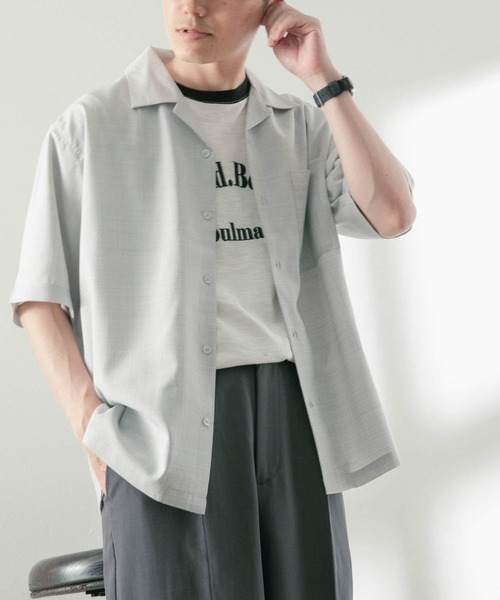 ITEMS URBANRESEARCH(アイテムズ アーバンリサーチ)の「ドライリップクレリックショートスリーブシャツ(シャツ/ブラウス・メンズ・グレー/ピンク/グリーン・MEDIUM/LARGE)」の5枚目の写真