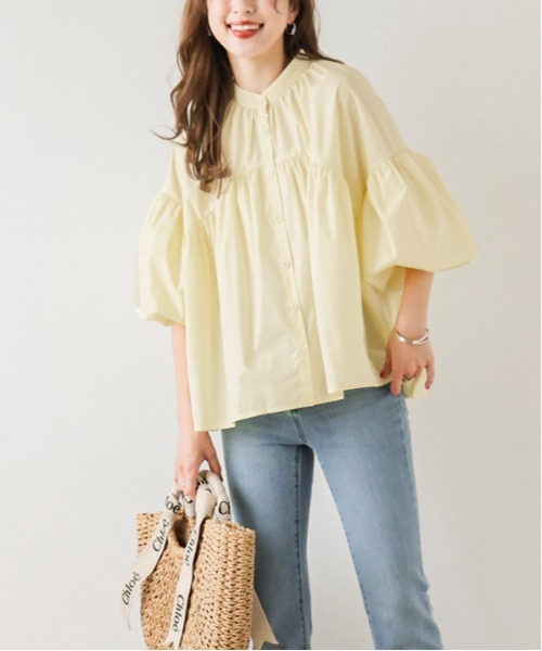 SUGAR BISKET（シュガービスケット）の「ボリューム袖ギャザーブラウス（シャツ/ブラウス・レディース・ブラック/ホワイト/グリーン/イエロー・フリー）」の4枚目の写真