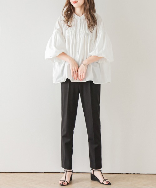 SUGAR BISKET（シュガービスケット）の「ボリューム袖ギャザーブラウス（シャツ/ブラウス・レディース・ブラック/ホワイト/グリーン/イエロー・フリー）」の5枚目の写真