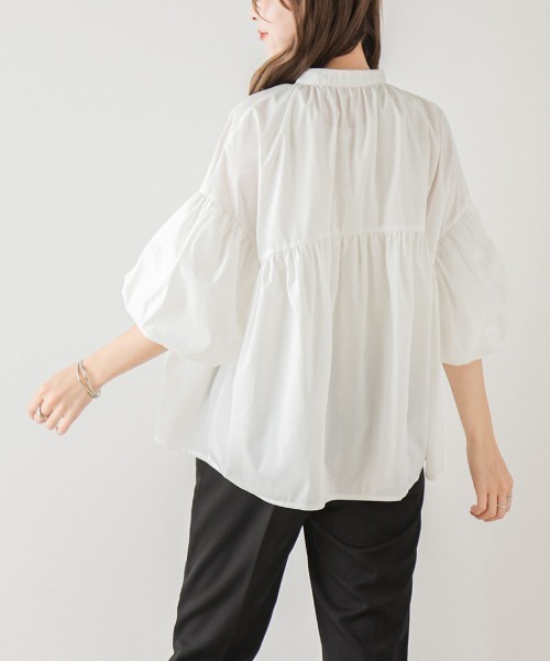 SUGAR BISKET（シュガービスケット）の「ボリューム袖ギャザーブラウス（シャツ/ブラウス・レディース・ブラック/ホワイト/グリーン/イエロー・フリー）」の8枚目の写真