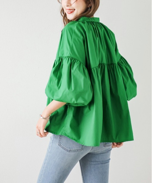 SUGAR BISKET（シュガービスケット）の「ボリューム袖ギャザーブラウス（シャツ/ブラウス・レディース・ブラック/ホワイト/グリーン/イエロー・フリー）」の13枚目の写真