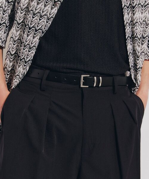 tk.TAKEO KIKUCHI(ティーケータケオキクチ)の「◆シンプルナローレザーベルト(ベルト・メンズ・ブラック/ブラック系/ブラック系1・00)」の1枚目の写真