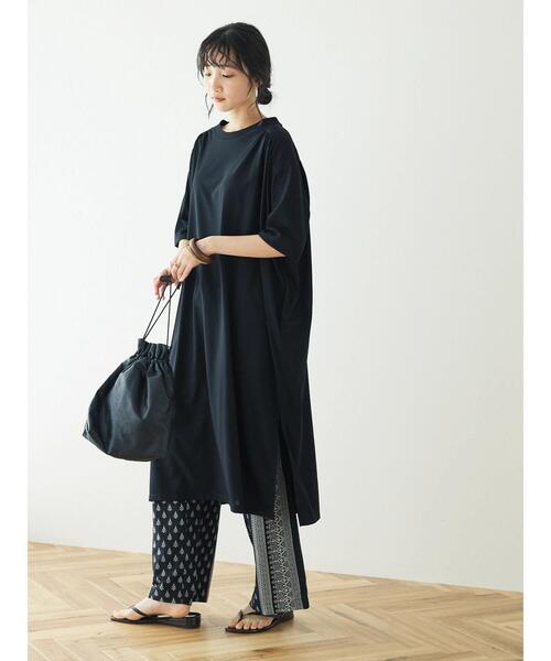 CRAFT STANDARD BOUTIQUE（クラフトスタンダードブティック）の「ショルダーギャザーカットワンピース（ワンピース・レディース・ブラック/カーキ/ブラウン・FREE）」の4枚目の写真