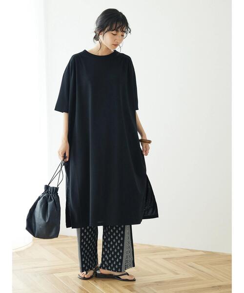 CRAFT STANDARD BOUTIQUE（クラフトスタンダードブティック）の「ショルダーギャザーカットワンピース（ワンピース・レディース・ブラック/カーキ/ブラウン・FREE）」の7枚目の写真
