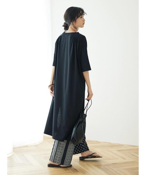 CRAFT STANDARD BOUTIQUE（クラフトスタンダードブティック）の「ショルダーギャザーカットワンピース（ワンピース・レディース・ブラック/カーキ/ブラウン・FREE）」の9枚目の写真
