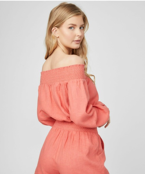 Guess(ゲス)の「Ilar Linen Off Shldr Top オフショルダートップス (シャツ/ブラウス・レディース・ピンク/ホワイト・X-SMALL/SMALL)」の3枚目の写真