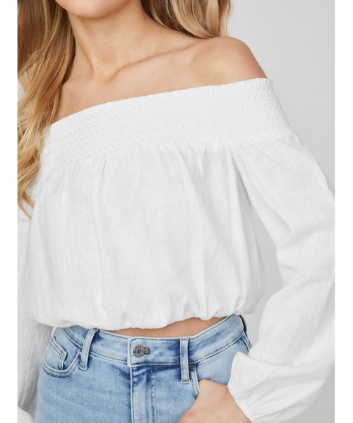 Guess(ゲス)の「Ilar Linen Off Shldr Top オフショルダートップス (シャツ/ブラウス・レディース・ピンク/ホワイト・X-SMALL/SMALL)」の7枚目の写真