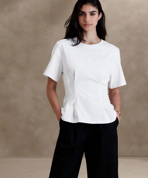 Banana Republic(バナナリパブリック)の「Penelope コルセットtシャツ(Tシャツ/カットソー・レディース・ホワイト/ブラック・L/M/S/XS)」の2枚目の写真