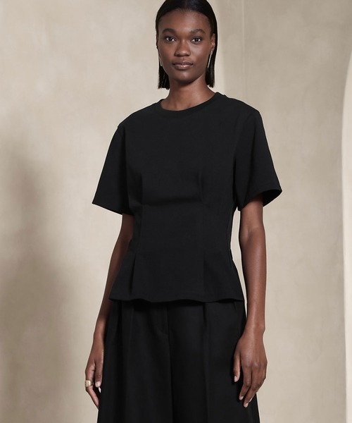 Banana Republic(バナナリパブリック)の「Penelope コルセットtシャツ(Tシャツ/カットソー・レディース・ホワイト/ブラック・L/M/S/XS)」の1枚目の写真