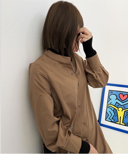 ARCADE(アーケード)の「袖ボリューム ロングシャツ ワンピース -ARCADE Limited Line-(ワンピース・レディース・ブラウン系その他/カーキ/グリーン/モカ・FREE)」の3枚目の写真