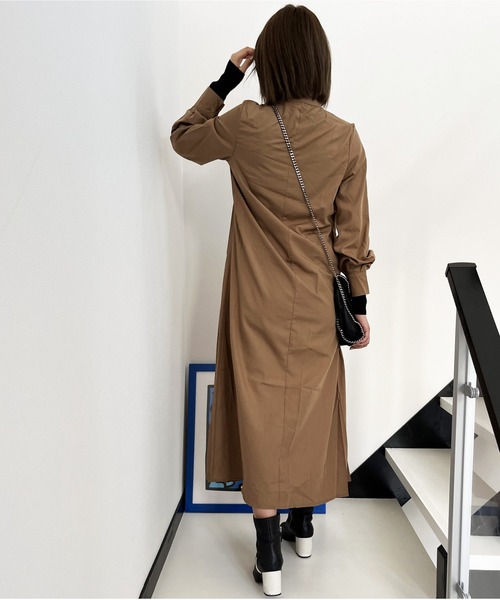 ARCADE(アーケード)の「袖ボリューム ロングシャツ ワンピース -ARCADE Limited Line-(ワンピース・レディース・ブラウン系その他/カーキ/グリーン/モカ・FREE)」の9枚目の写真