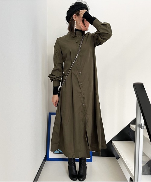 ARCADE(アーケード)の「袖ボリューム ロングシャツ ワンピース -ARCADE Limited Line-(ワンピース・レディース・ブラウン系その他/カーキ/グリーン/モカ・FREE)」の7枚目の写真