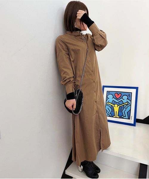 ARCADE(アーケード)の「袖ボリューム ロングシャツ ワンピース -ARCADE Limited Line-(ワンピース・レディース・ブラウン系その他/カーキ/グリーン/モカ・FREE)」の16枚目の写真