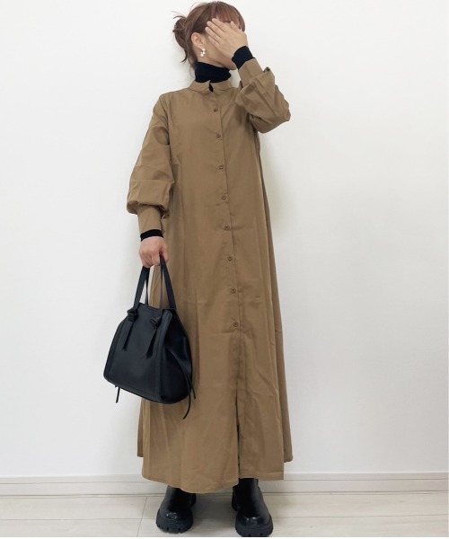 ARCADE(アーケード)の「袖ボリューム ロングシャツ ワンピース -ARCADE Limited Line-(ワンピース・レディース・ブラウン系その他/カーキ/グリーン/モカ・FREE)」の21枚目の写真