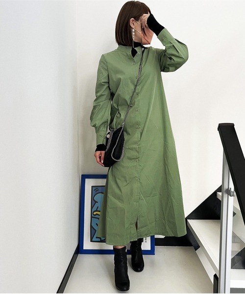 ARCADE(アーケード)の「袖ボリューム ロングシャツ ワンピース -ARCADE Limited Line-(ワンピース・レディース・ブラウン系その他/カーキ/グリーン/モカ・FREE)」の22枚目の写真