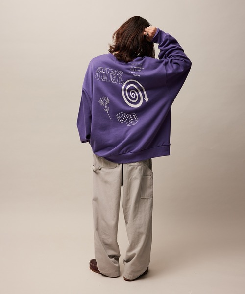 re_k by JUNRED（レクバイジュンレッド）の「re_k by JUNRED / ジャンブルドローイングスウェットプルオーバー（スウェット・メンズ・パープル/ライトグレー/チャコールグレー・S/M/L）」の9枚目の写真