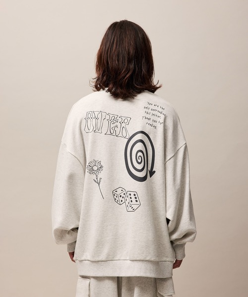 re_k by JUNRED（レクバイジュンレッド）の「re_k by JUNRED / ジャンブルドローイングスウェットプルオーバー（スウェット・メンズ・パープル/ライトグレー/チャコールグレー・S/M/L）」の5枚目の写真