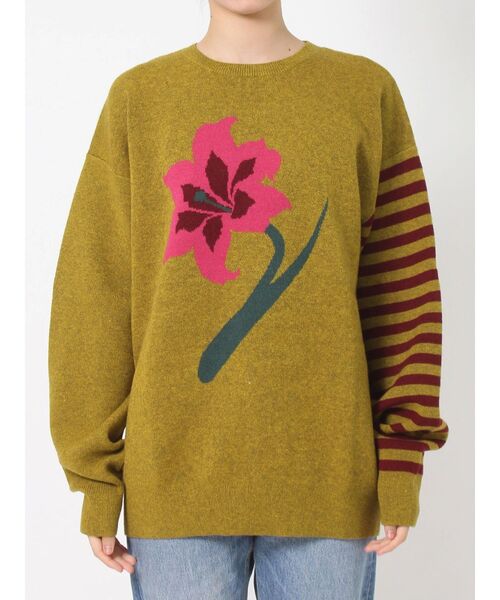 jouetie（ジュエティ）の「フラワーモチーフジャカードニット（ニット/セーター・レディース・ブルー/イエロー/ブラック・MEDIUM）」の15枚目の写真