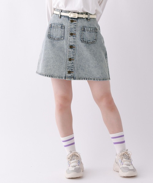 repipi armario（レピピ アルマリオ）の「マエボタンスカパン（スカート・キッズ・ブラック/ケミカルウォッシュ/その他/ブルー系/ブラウン/ブラック系その他/ネイビー・MEDIUM/SMALL/LARGE）」の5枚目の写真