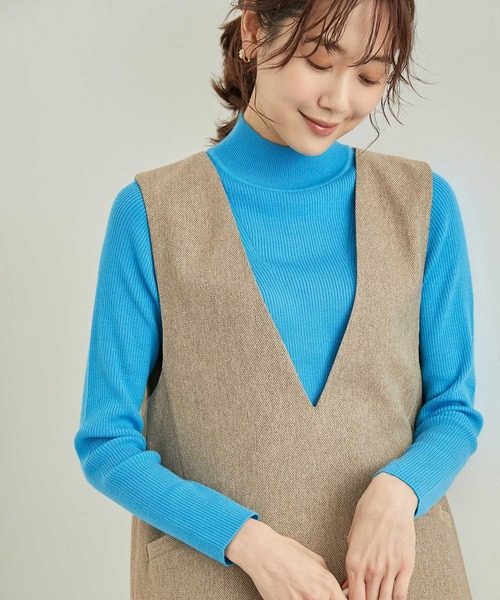 ROPE' PICNIC（ロペピクニック）の「パチパチしにくい・洗濯機OK・アンチピリング/ハイネックニットプルオーバー（ニット/セーター・レディース・レッド/ブルー系その他6/ブラック/ホワイト系その他5・38）」の13枚目の写真