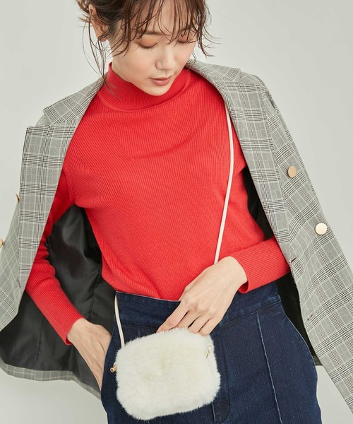 ROPE' PICNIC（ロペピクニック）の「パチパチしにくい・洗濯機OK・アンチピリング/ハイネックニットプルオーバー（ニット/セーター・レディース・レッド/ブルー系その他6/ブラック/ホワイト系その他5・38）」の17枚目の写真