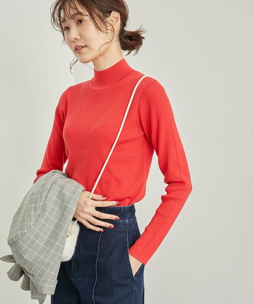 ROPE' PICNIC（ロペピクニック）の「パチパチしにくい・洗濯機OK・アンチピリング/ハイネックニットプルオーバー（ニット/セーター・レディース・レッド/ブルー系その他6/ブラック/ホワイト系その他5・38）」の19枚目の写真