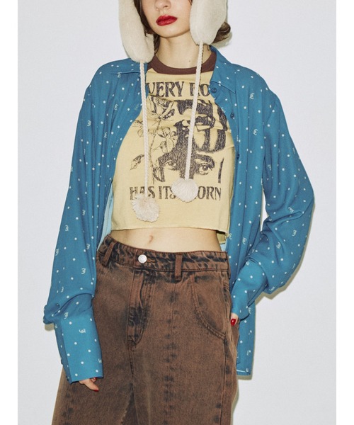 jouetie（ジュエティ）の「ドットパターンシャツ（シャツ/ブラウス・レディース・ブラック/オフホワイト/ブルー・MEDIUM）」の3枚目の写真