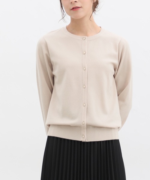 Honeys（ハニーズ）の「ヒアルロン酸クルーネックカーディガン（カーディガン/ボレロ・レディース・ネイビー/ブラック/ピンク/杢グレー/アイボリー/ライトブルー/ベージュ/イエロー・S/LL/M/L）」の4枚目の写真