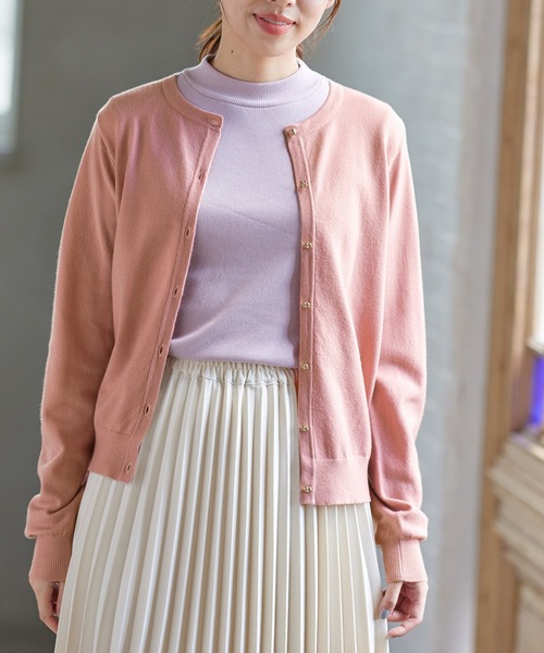 Honeys（ハニーズ）の「ヒアルロン酸クルーネックカーディガン（カーディガン/ボレロ・レディース・ネイビー/ブラック/ピンク/杢グレー/アイボリー/ライトブルー/ベージュ/イエロー・S/LL/M/L）」の8枚目の写真