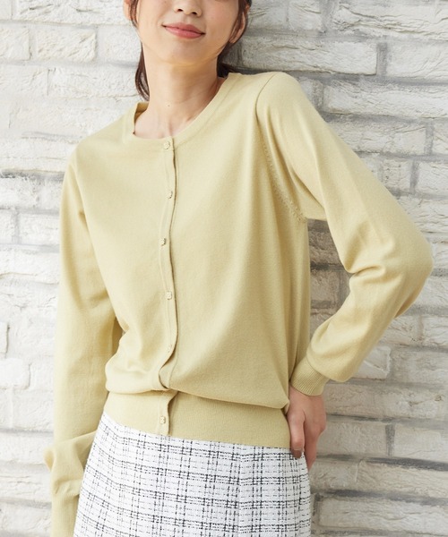 Honeys（ハニーズ）の「ヒアルロン酸クルーネックカーディガン（カーディガン/ボレロ・レディース・ネイビー/ブラック/ピンク/杢グレー/アイボリー/ライトブルー/ベージュ/イエロー・S/LL/M/L）」の7枚目の写真