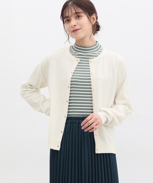 Honeys（ハニーズ）の「ヒアルロン酸クルーネックカーディガン（カーディガン/ボレロ・レディース・ネイビー/ブラック/ピンク/杢グレー/アイボリー/ライトブルー/ベージュ/イエロー・S/LL/M/L）」の10枚目の写真