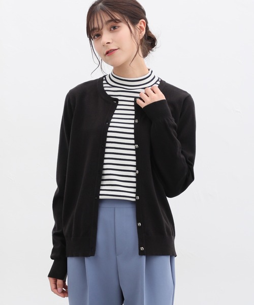 Honeys（ハニーズ）の「ヒアルロン酸クルーネックカーディガン（カーディガン/ボレロ・レディース・ネイビー/ブラック/ピンク/杢グレー/アイボリー/ライトブルー/ベージュ/イエロー・S/LL/M/L）」の12枚目の写真