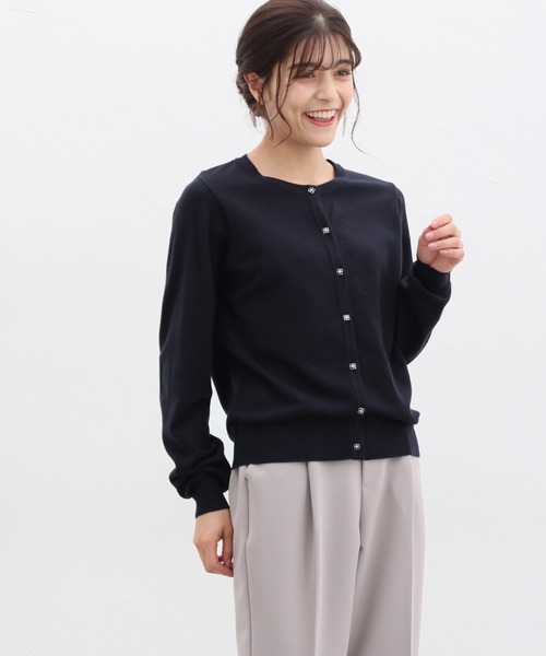 Honeys（ハニーズ）の「ヒアルロン酸クルーネックカーディガン（カーディガン/ボレロ・レディース・ネイビー/ブラック/ピンク/杢グレー/アイボリー/ライトブルー/ベージュ/イエロー・S/LL/M/L）」の14枚目の写真